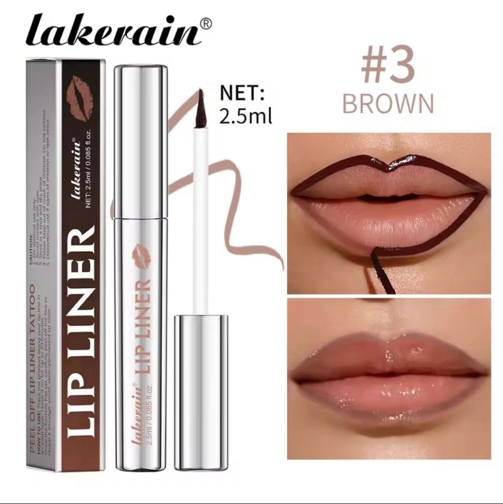 Lakerain Brown Shade #2 Lip Liner Peel Off Tattoo New
